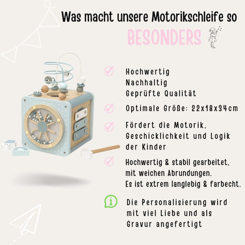 Motorikwürfel, Taufgeschenk Mädchen, Montessori Spielzeug, Babygeschenke, Baby Spielzeug, Motorikwürfel personalisiert, Geburt 画像 9