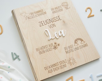Zeugnismappe personalisiert, Zeugnismappe, Zeugnismappe Holz, Zeugnismappe Mädchen, Zeugnismappe Junge, Einschulung Zeugnismappe