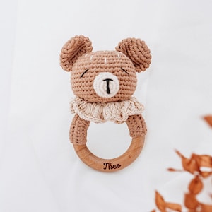 Baby gifts, baby rattle, baby rattle, personalized teething ring, birth gift, personalized rattle, baby, baptism gift Bär