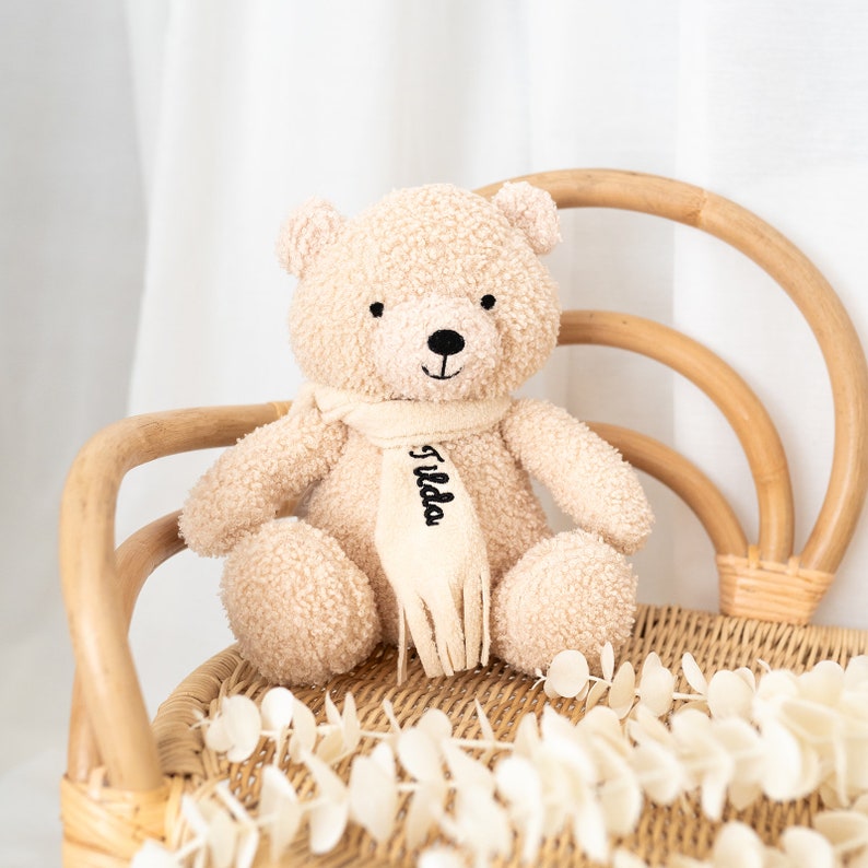 Teddybär, Kuscheltier personalisiert, Teddybär personalisiert, Stofftier personalisiert, Babygeschenk, Geschwister Kuscheltier Hellbeige