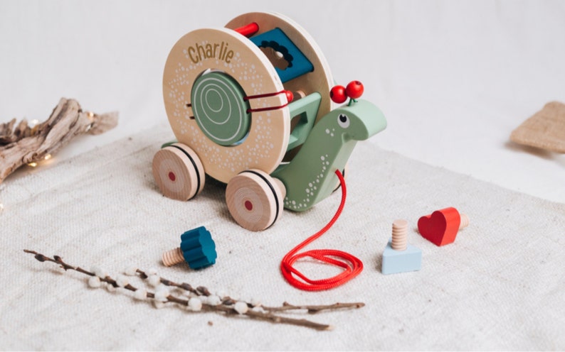 Pull-along toy, baby gifts, baby toys, toys 1 year, baptism, Montessori toys, wooden toys, 1st birthday, Easter image 1