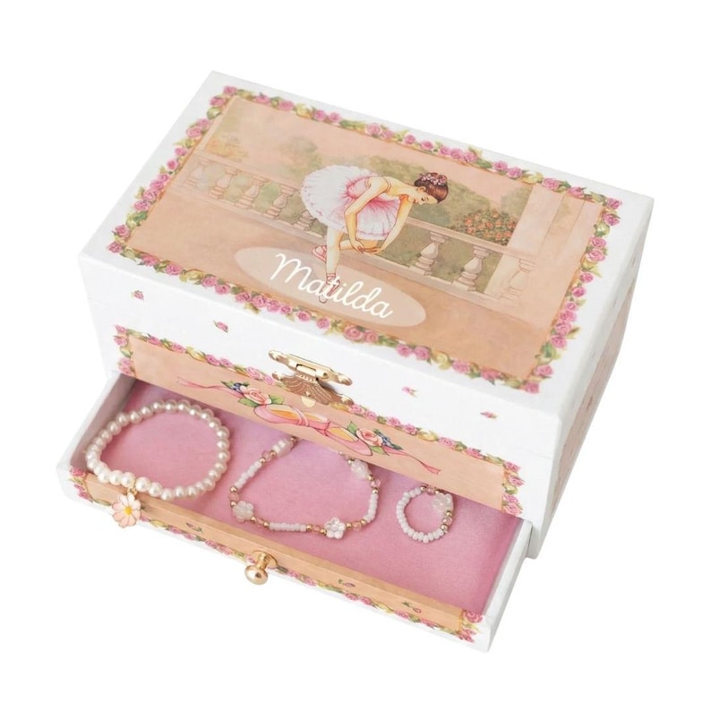 Jewelry Box, Jewelry Box for Girls, Baptism Gift for Girl, Keepsake Box, Children's Jewelry Case, Ballerina Music Box image 8