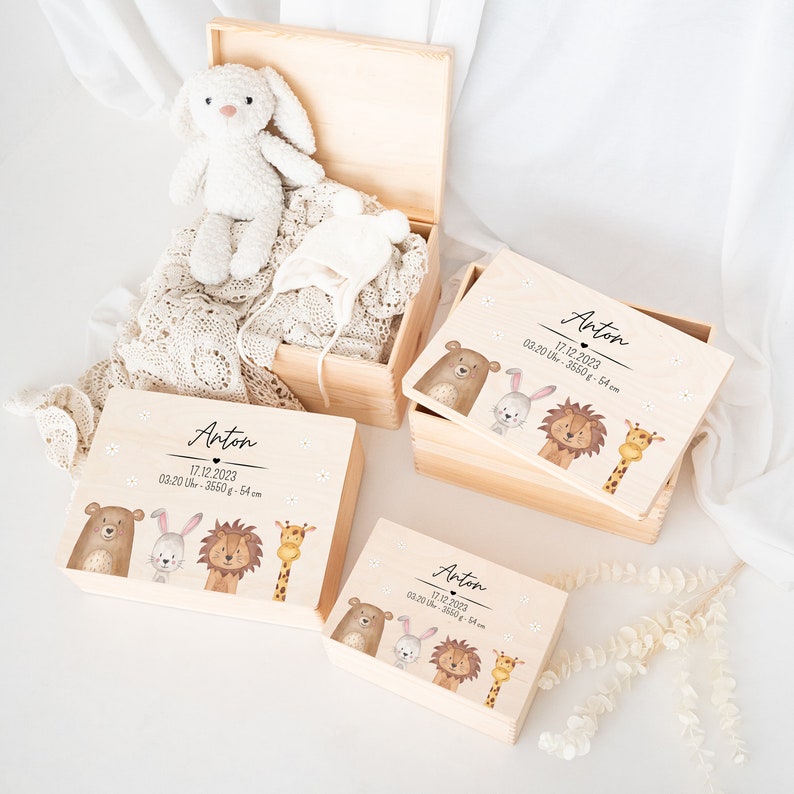 Erinnerungskiste Mädchen, Erinnerungsbox Baby, Erinnerungskiste, Babygeschenk Geburt, Holzkiste personalisiert, Taufe Bild 5