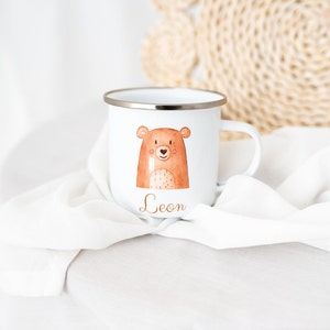 Emaille Tasse, Babygeschenke, Kinder, Tasse personalisiert, Emaille Tasse personalisiert, Kindertasse, Tasse Kinder, Kindergarten Bär