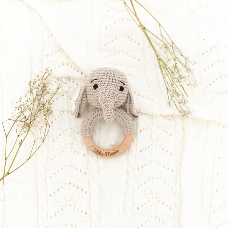 Babygeschenke, Babyrassel, Baby, Baby Geschenk, Geschenk Geburt, Rassel Baby, Beißring, Geburtsgeschenk, Babyrassel personalisiert Elefant