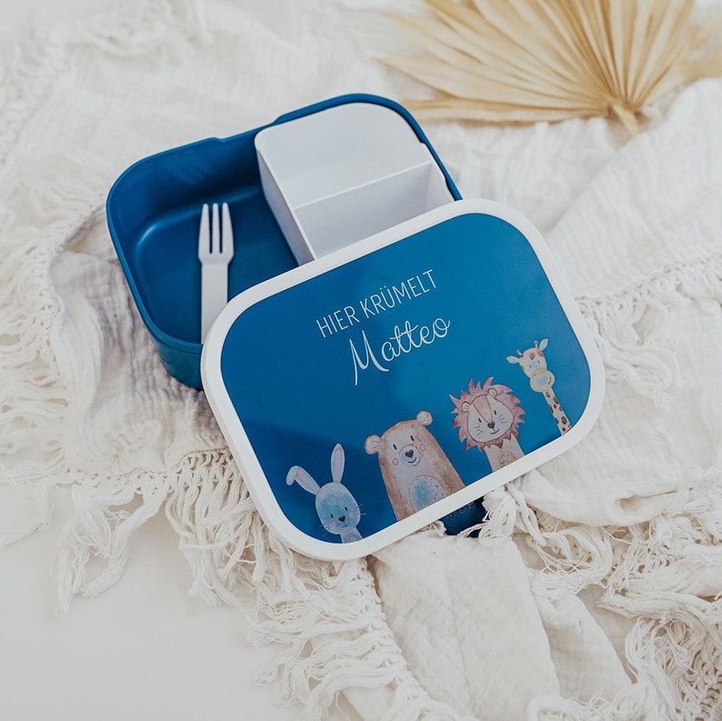 Mepal Brotdose, Brotdose personalisiert, Brotdose Kinder, Bento Box, Kindergeschenke, Baby Brotdose, Geschenke für Kinder Blau