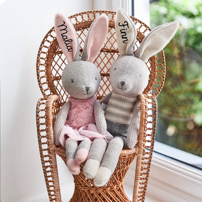 Rabbit, personalized soft toy, baby gifts, birth gift, kids and baby, soft toy rabbit, birth, baptism image 6