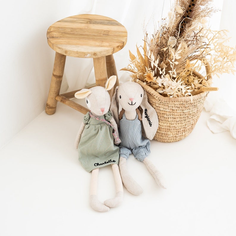 Kuscheltier personalisiert, Babygeschenk Geburt, Kuscheltier Baby, Hase Kuscheltier, Stofftiere, Kuscheltier, Geburt Bild 1