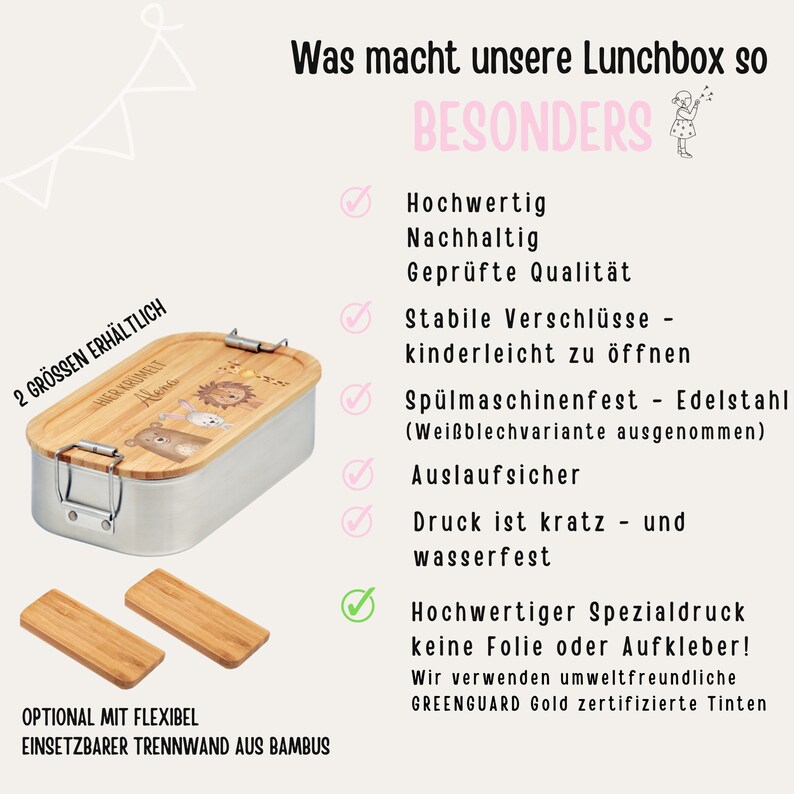 Brotdose personalisiert, Brotdose, Brotdose Kinder personalisiert, Taufgeschenk, Kindergarten, Vesperdose Kind, Lunchbox, Schulanfang Bild 7