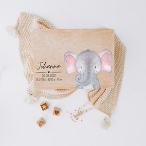 Erinnerungskiste, Erinnerungskiste Baby, Baby, Geschenk Geburt, Erinnerungsbox Baby, Taufgeschenk, Personalisiertes Geschenk Baby Elefant