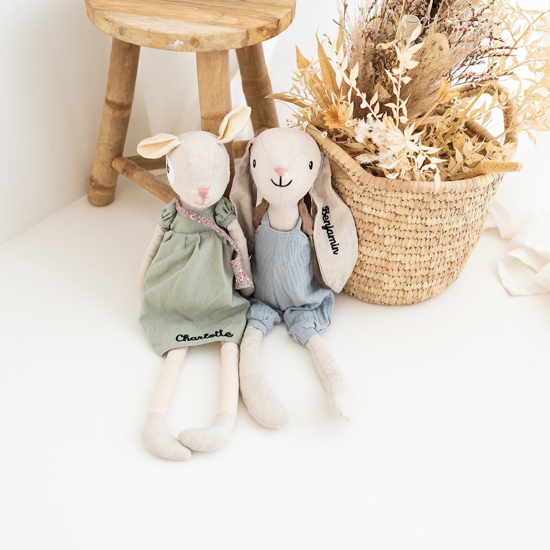 Kuscheltier personalisiert, Babygeschenk Geburt, Kuscheltier Baby, Hase Kuscheltier, Stofftiere, Kuscheltier, Geburt Bild 6