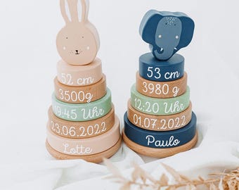 Babygeschenk Geburt, Geschenk Geburt, Stapelturm personalisiert, Personalisiertes Geschenk Baby, Baby Geschenk personalisiert