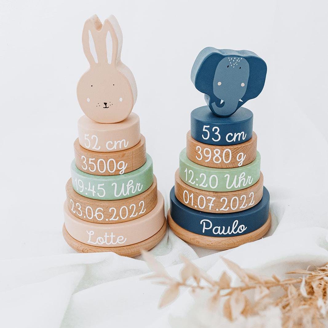 Personalisierten Stapelturm Von Wunderwunsch Smallfoot – Motorikspielzeug Aus Holz Mit Namen (rosa)