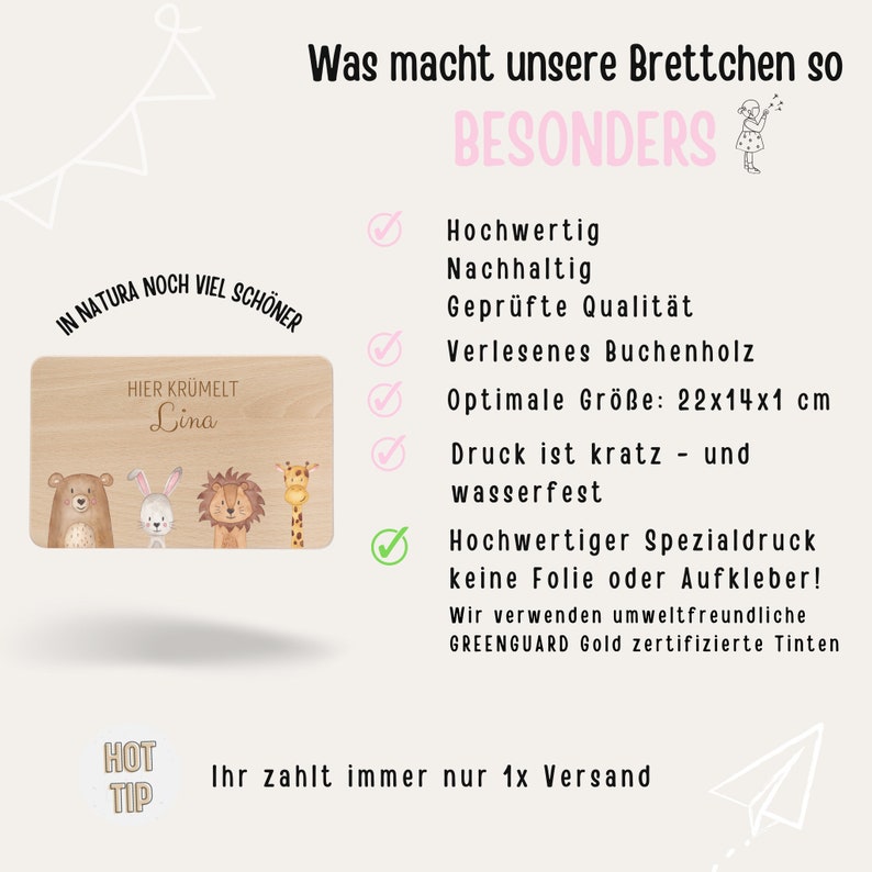 Frühstücksbrett personalisiert Kinder, Taufgeschenk, Brettchen, Hier krümelt, Personalisiertes Geschenk Baby, Kindergeschenke, Ostern afbeelding 6