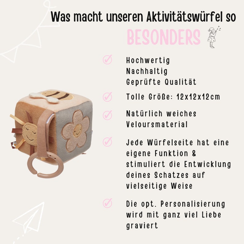 Cubo gioco per bambini, regali per bambini, giocattoli per bambini, cubo per le abilità motorie, libro per le sensazioni del bambino, bambini e neonati, Montessori, giocattoli per bambini immagine 6