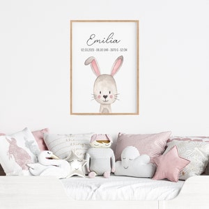 Geburtsposter, Babygeschenk Geburt, Bild personalisiert Kinderzimmer, Waldtiere Poster, Taufe Geschenk, Geburtsgeschenk Bild 5