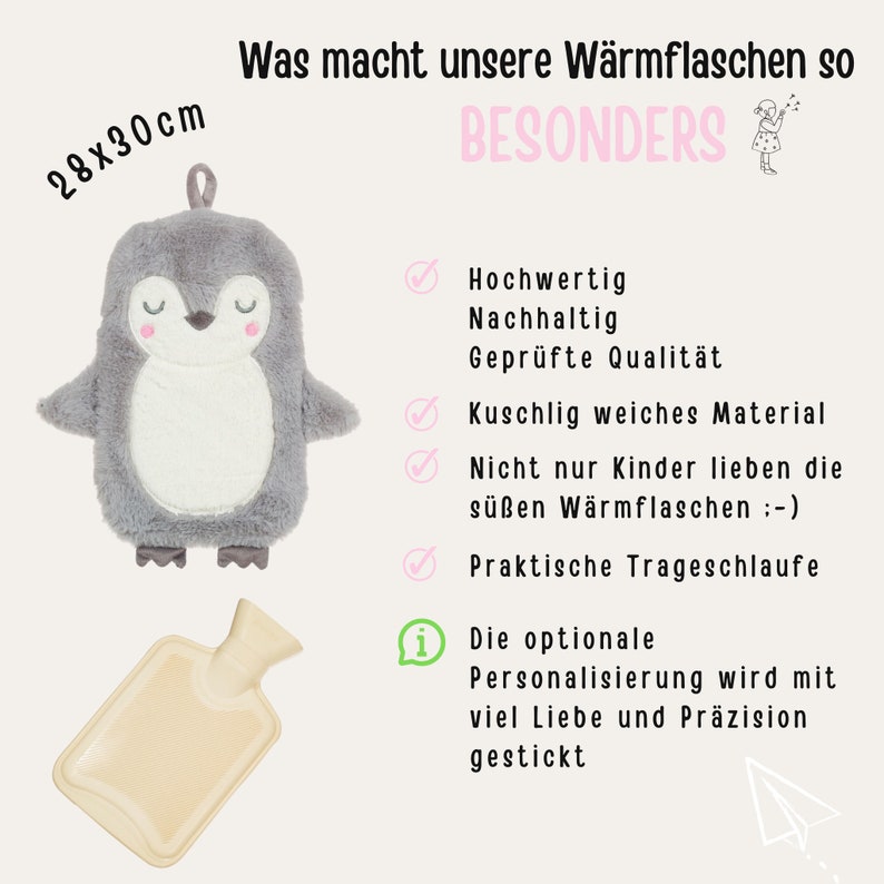 Wärmflasche, Wärmflaschenbezug, Wärmflasche Kinder, Wärmflasche Tier, Wärmeflasche, Wärmflasche personalisiert, Kinder Bild 8