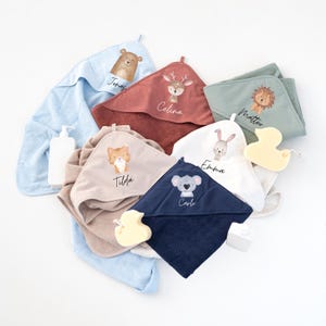 Toalla con capucha con nombre, regalo para bebé, toalla para bebé, regalo de nacimiento, toalla personalizada, toalla de baño para bebé, toalla