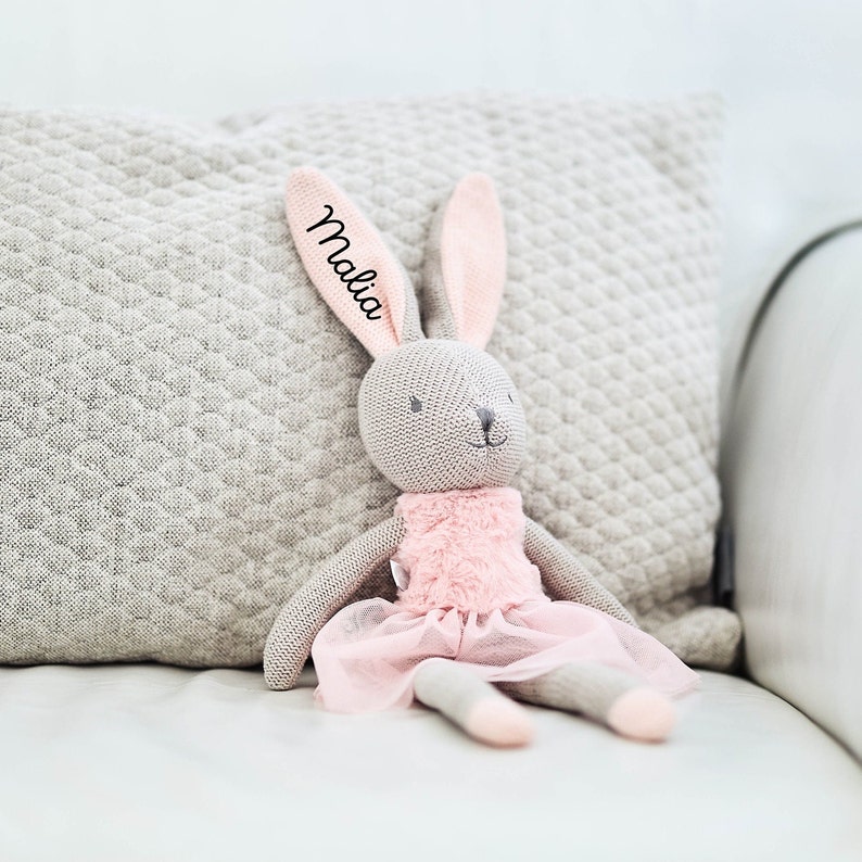 Rabbit, personalized soft toy, baby gifts, birth gift, kids and baby, soft toy rabbit, birth, baptism rosa