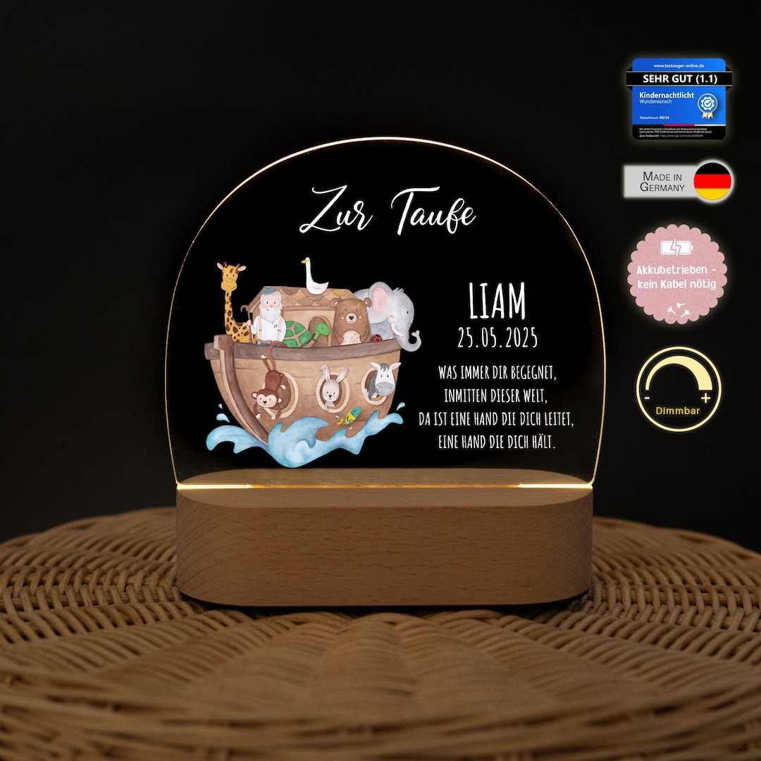 Nachtlicht Taufe, Taufgeschenk Junge, Geschenke zur Taufe, Taufe ...
