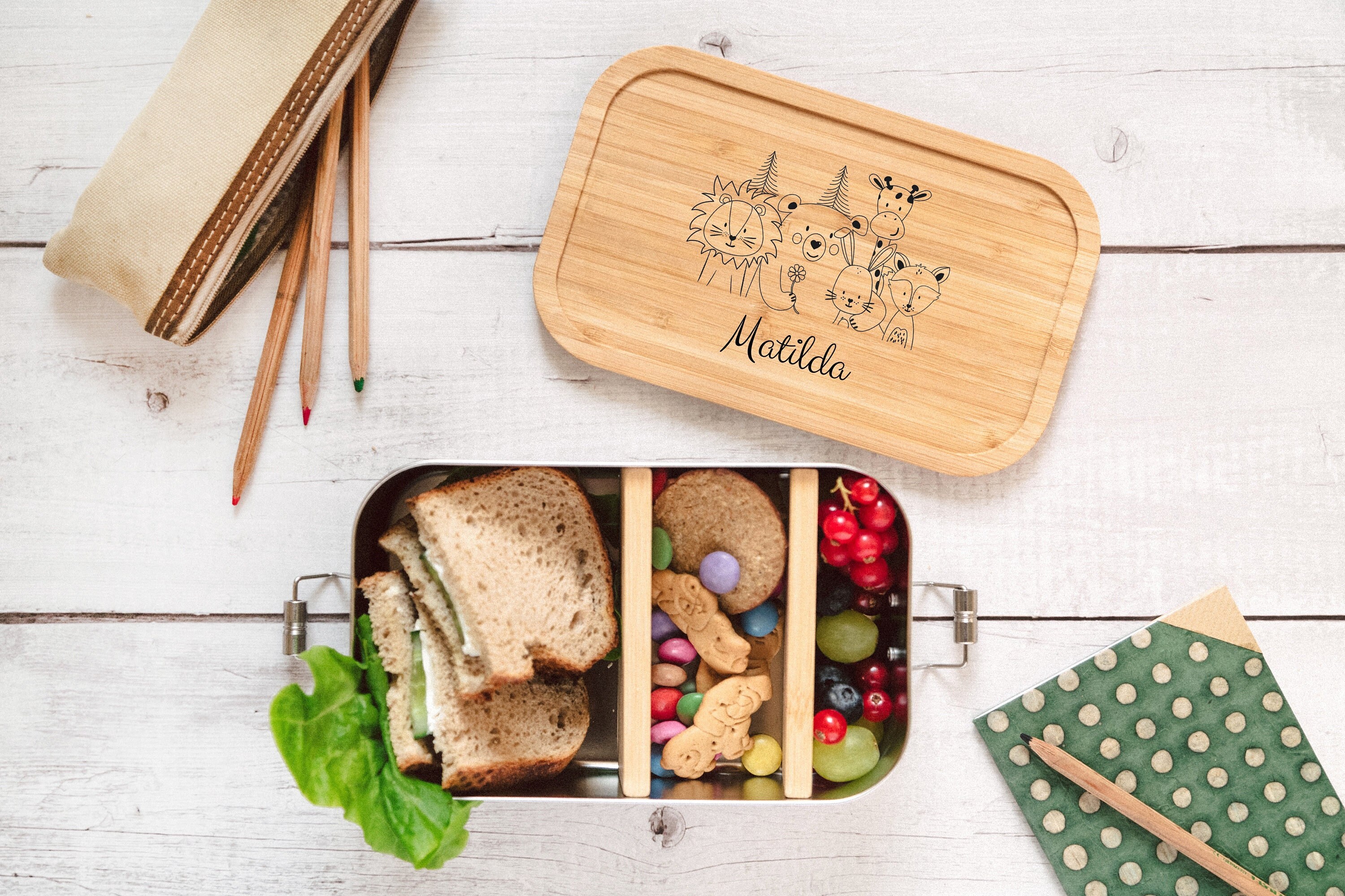 XXL lunch box personalized, lunch box children, stainless steel lunch…