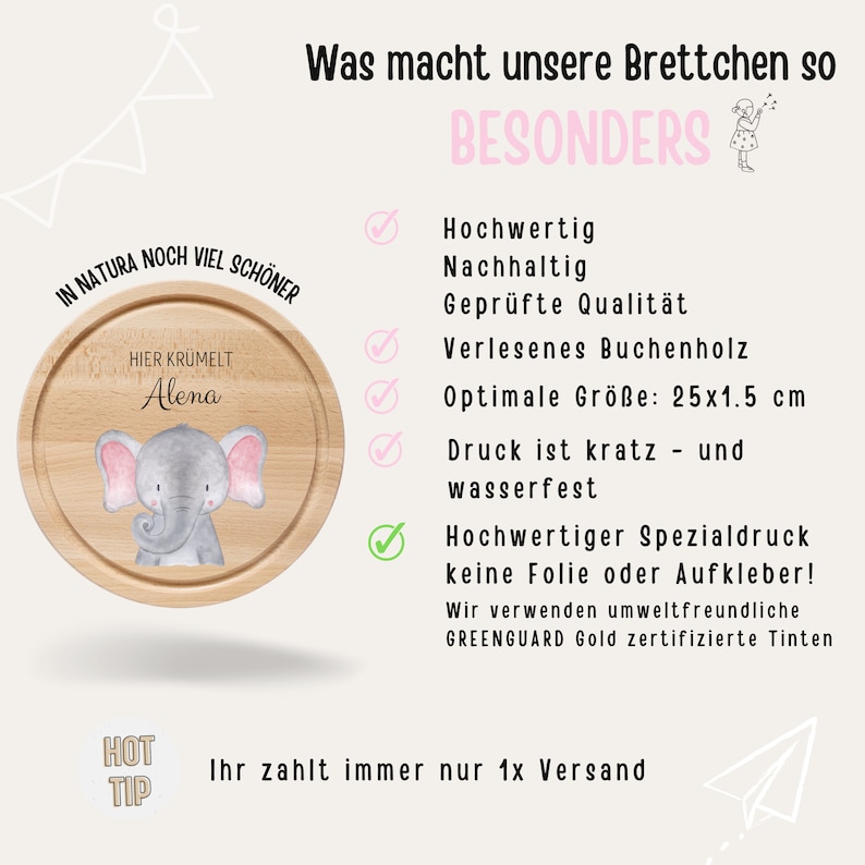 Brettchen, Frühstücksbrettchen personalisiert, Brotbrett, Kindergeschenke, Babygeschenke, Brett Baby, Holzbrett Kinder zdjęcie 9