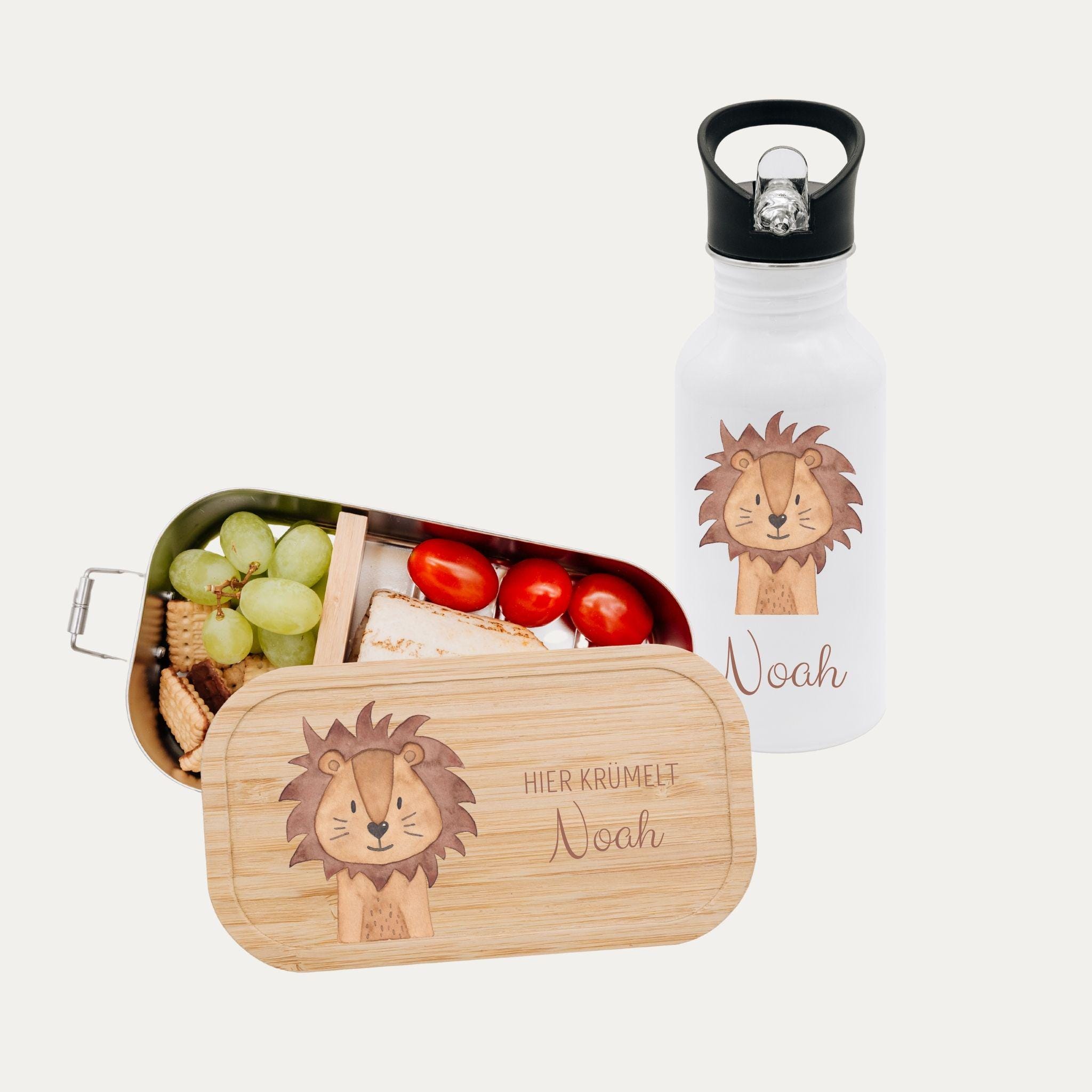 Set aus Brotdose & Trinkflasche personalisiert, Brotdose Kinder personalisiert, Schulanfang Geschenk, Lunchbox, Kindergarten, Geschenkset