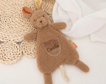 Personalized cuddly toy with name, kangaroo comforter, baby gifts, baby cuddly toy, birth, christening