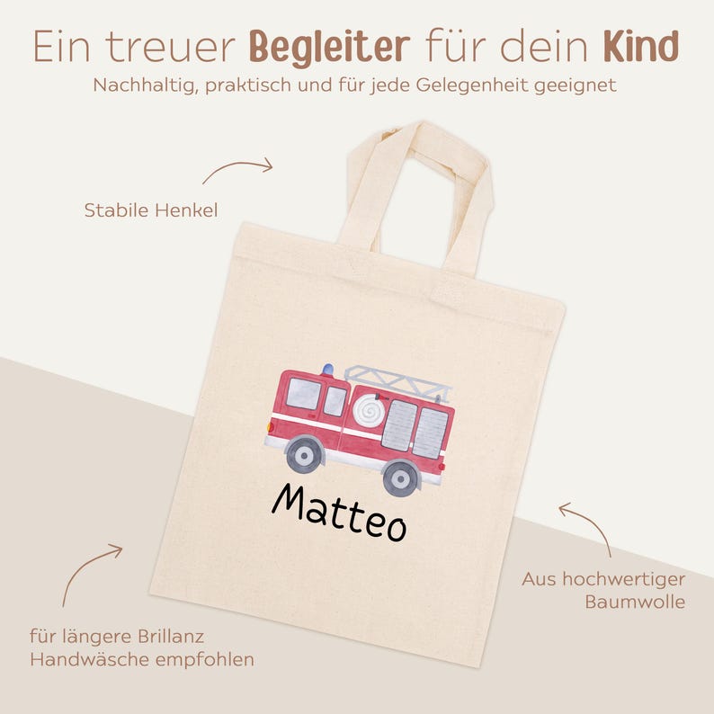 Children's fabric bag, kindergarten bag, spare clothes bag, children's jute bag, personalized gym bag, firefighter bag, kindergarten bag Feuerwehr