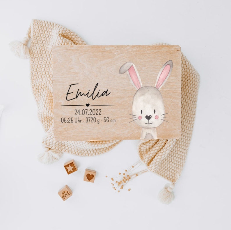 Erinnerungskiste, Erinnerungskiste Baby, Baby, Geschenk Geburt, Erinnerungsbox Baby, Taufgeschenk, Personalisiertes Geschenk Baby Hase