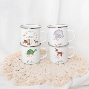 Geschenke für Kinder, Emaille Tasse personalisiert, Kindertasse, Kindergarten Tasse, Tasse Kinder, Emaille Becher mit Name, Trinkbecher