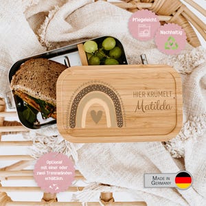 Brotdose Regenbogen, Brotdose Mädchen, Lunchbox Schulanfang, Kindergarten Brotdose, Vesperdose personalisiert