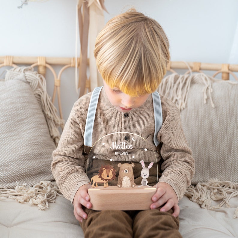 Kindernachtlicht, Nachtlicht, Nachtlicht personalisiert Akku, Babygeschenk, Nachtlampe Baby, Kinderlicht dimmbar, Geburt image 5