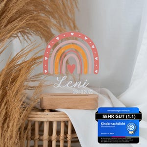 Regenbogen Lampe, Nachtlicht Baby, Babygeschenk Geburt Mädchen, Nachtlicht personalisiert, Geburt Geschenk Mädchen