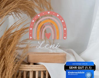 Regenbogen Lampe, Nachtlicht Baby, Babygeschenk Geburt Mädchen, Nachtlicht personalisiert, Geburt Geschenk Mädchen