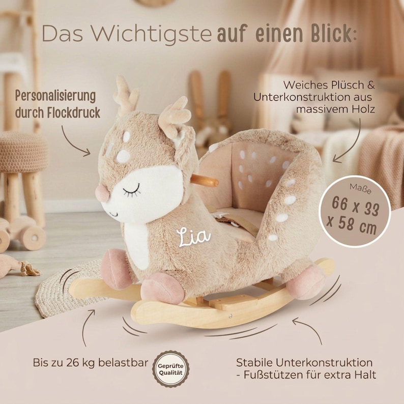 Rocking Horse, Rocking Animal, Kids and Baby, Rocking Deer, Baby Rocker, Nursery Decor, Baby Rocking Toy image 4