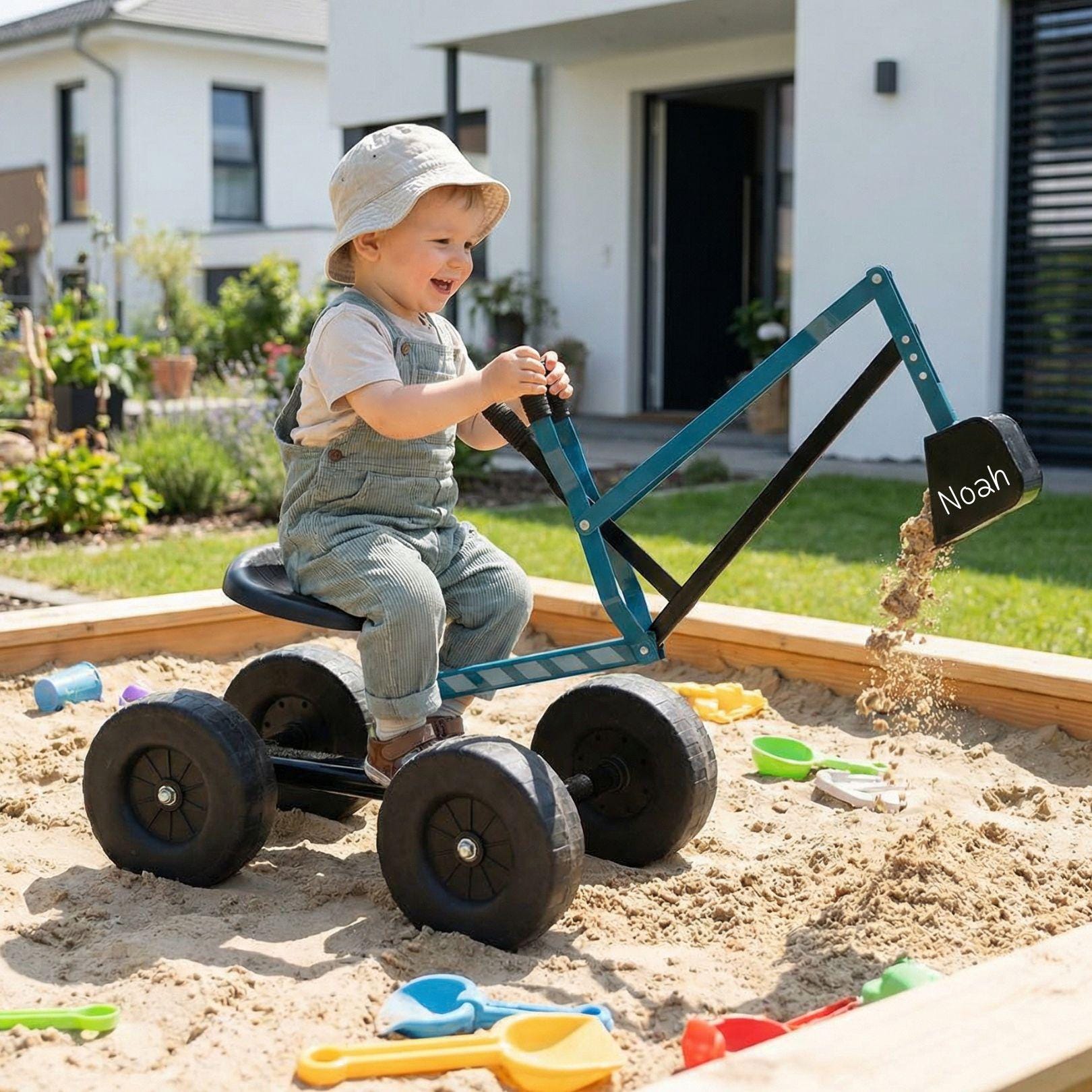 bagger spielzeug sandkasten Sitzbagger Kinder, Kinderbagger, Bagger personalisiert, Sandkasten