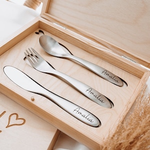 Children's cutlery with engraving, baptism, children's cutlery personalized, children's tableware, cutlery set child, cutlery engraved children 2-Besteck Set "Tier"