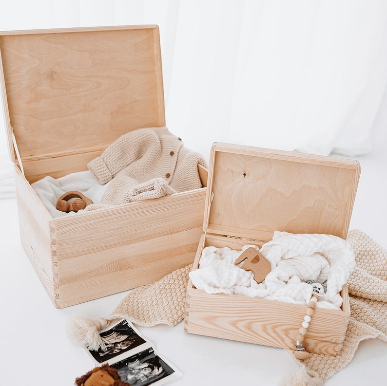 Erinnerungskiste Baby, Erinnerungsbox Baby, Erinnerungskiste, Babygeschenk Geburt, Holzkiste personalisiert, Kids and Baby zdjęcie 3