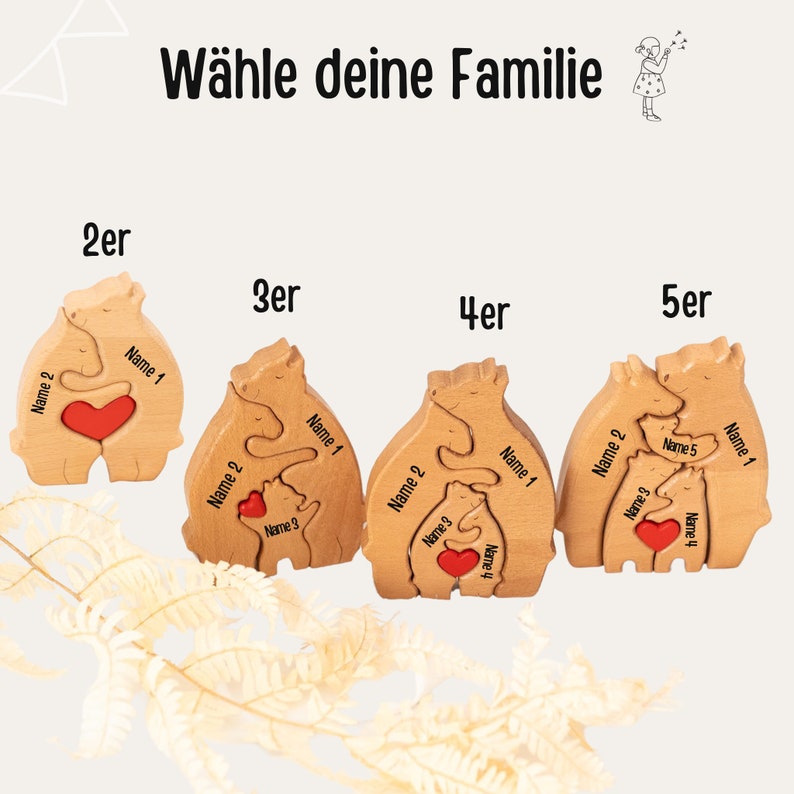 Vatertagsgeschenk, Familie, Bärenfamilie, Familien Geschenk, Einzugsgeschenk, Familien Puzzle, Hochzeitsgeschenk Bild 2