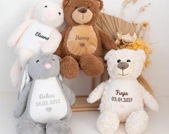 Personalized stuffed animal, baby cuddle toy, plush toy, newborn gift, boy birth gift, girl birth gift, stuffed animal with name, birth