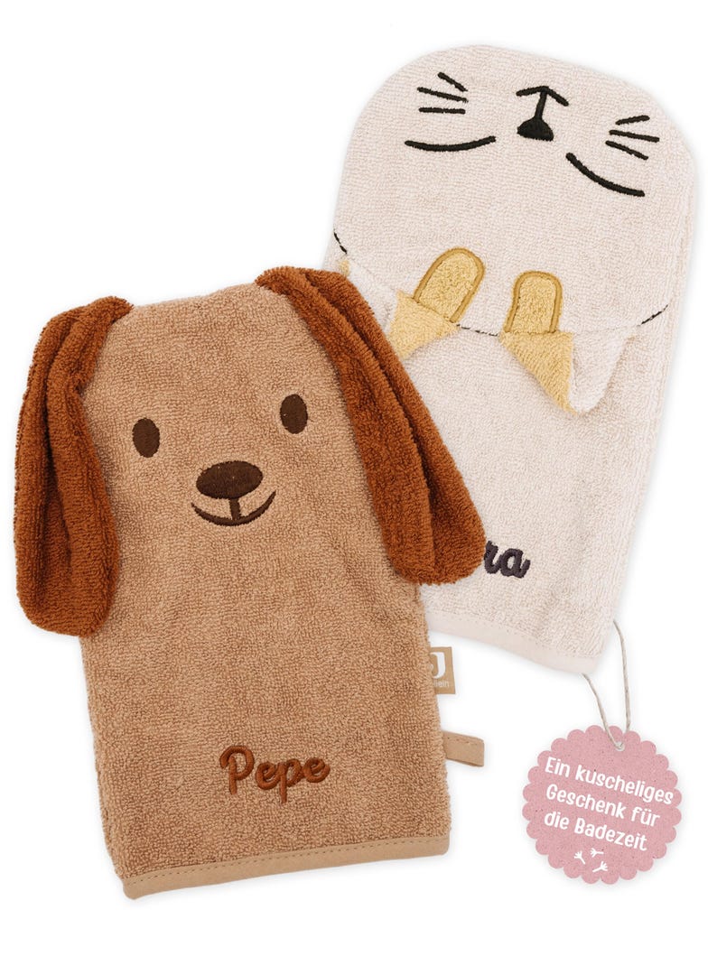 Waschlappen Baby, Waschlappen personalisiert, Waschlappen, Baby Waschlappen, Waschhandschuh, Waschlappen Hund, Waschlappen Katze bild 7