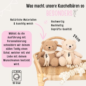 Teddybär, Kuscheltier personalisiert, Teddybär personalisiert, Stofftier personalisiert, Babygeschenk, Geschwister Kuscheltier Bild 7