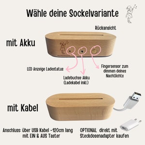 Kinder Nachtlicht, Nachtlicht, Nachtlicht personalisiert Akku, Babygeschenk, Nachtlampe Baby, Kinderlicht Baby, Geburt Bild 6