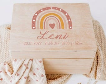 Erinnerungskiste Regenbogen, Erinnerungskiste Baby, Erinnerungsbox Baby, Geburt Geschenk Mädchen, Erinnerungskiste Mädchen