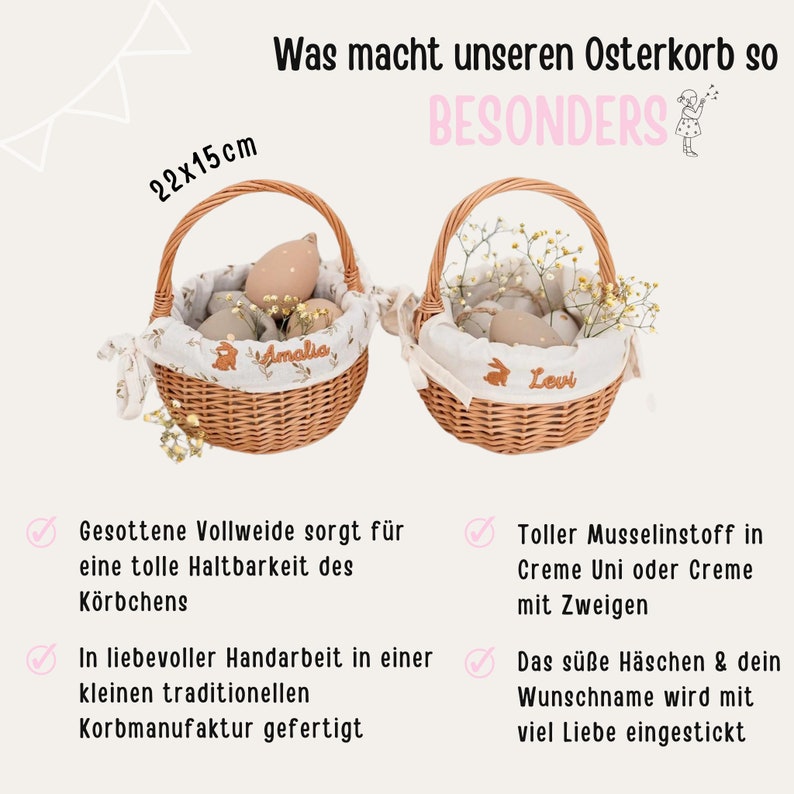 Osterkorb, Osterkörbchen personalisiert, Osternest, Easter Basket, Osterkörbchen Kinder, Personalisierter Osterkorb image 9