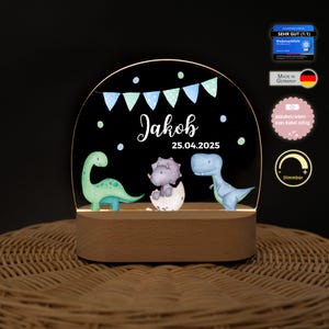 Nachtlicht Dino, Nachtlicht Baby Dino, Nachtlicht Junge, Dino Lampe, Taufgeschenk Junge, Baby Dino, Kinderzimmer Junge, Wunderwunsch