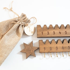 Calendario de Adviento madera con estrella, Calendario de Adviento niños, Calendario de Adviento personalizado, Decoración navideña, Calendario de Adviento tira de madera imagen 5