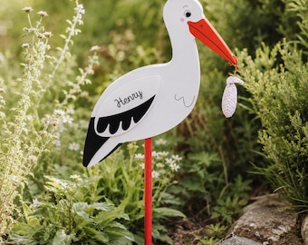 Nascita della cicogna, Benvenuto bambino, Cicogna, Cicogna per la nascita, Cicogna, Cicogna piccola, Cicogna di legno, Benvenuto bambino, Giardino delle cicogne