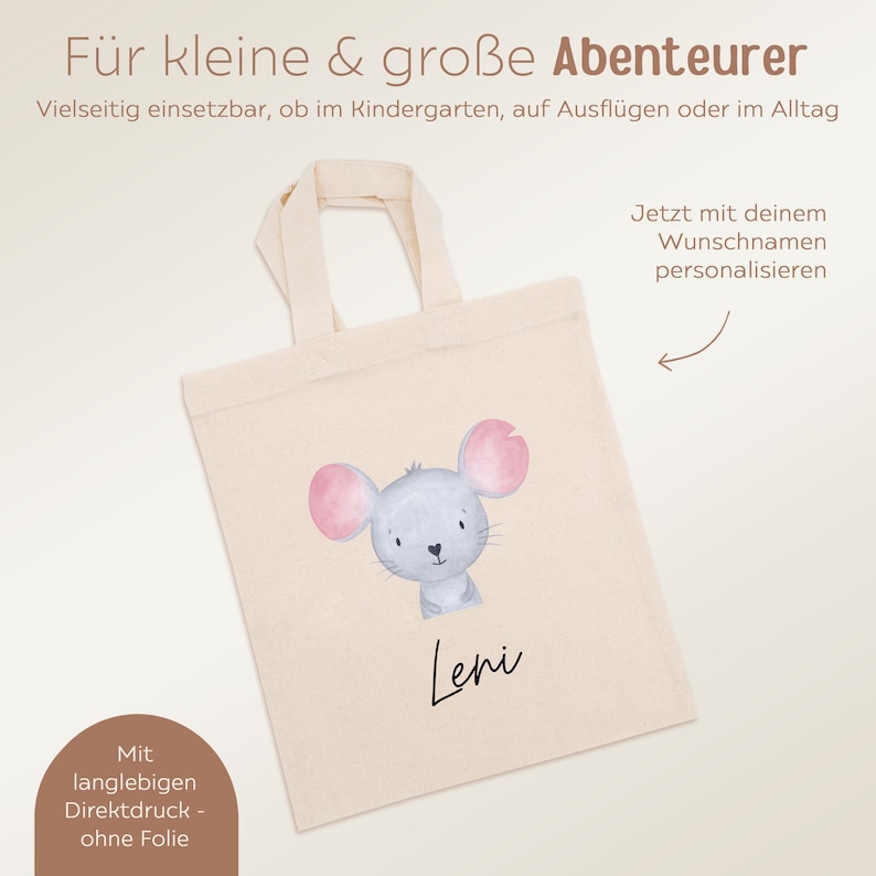 Kindergarten, personalized bags, spare clothes, children's jute bags, children's gym bags, sports bags, children's fabric bags, fabric bags Maus